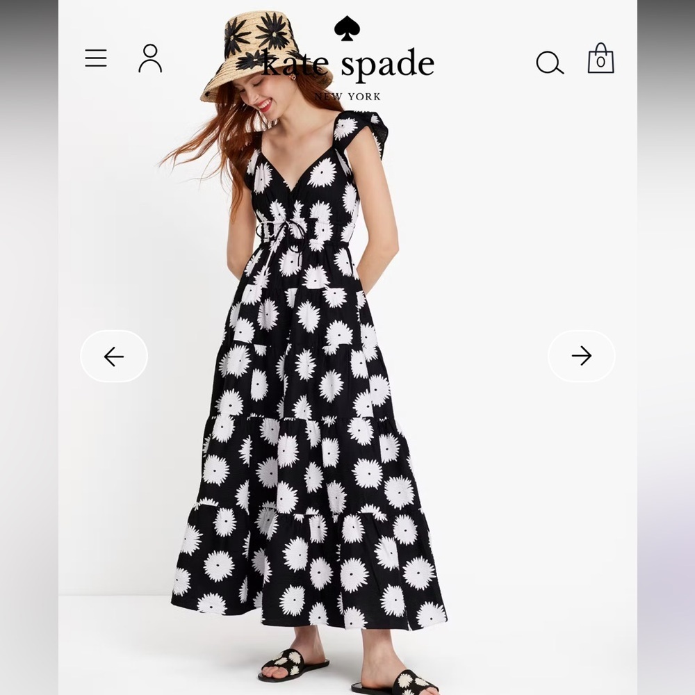 Kate Spade Pom Pom Floral Smocked Dress XXL Like New - Picture 10 of 14